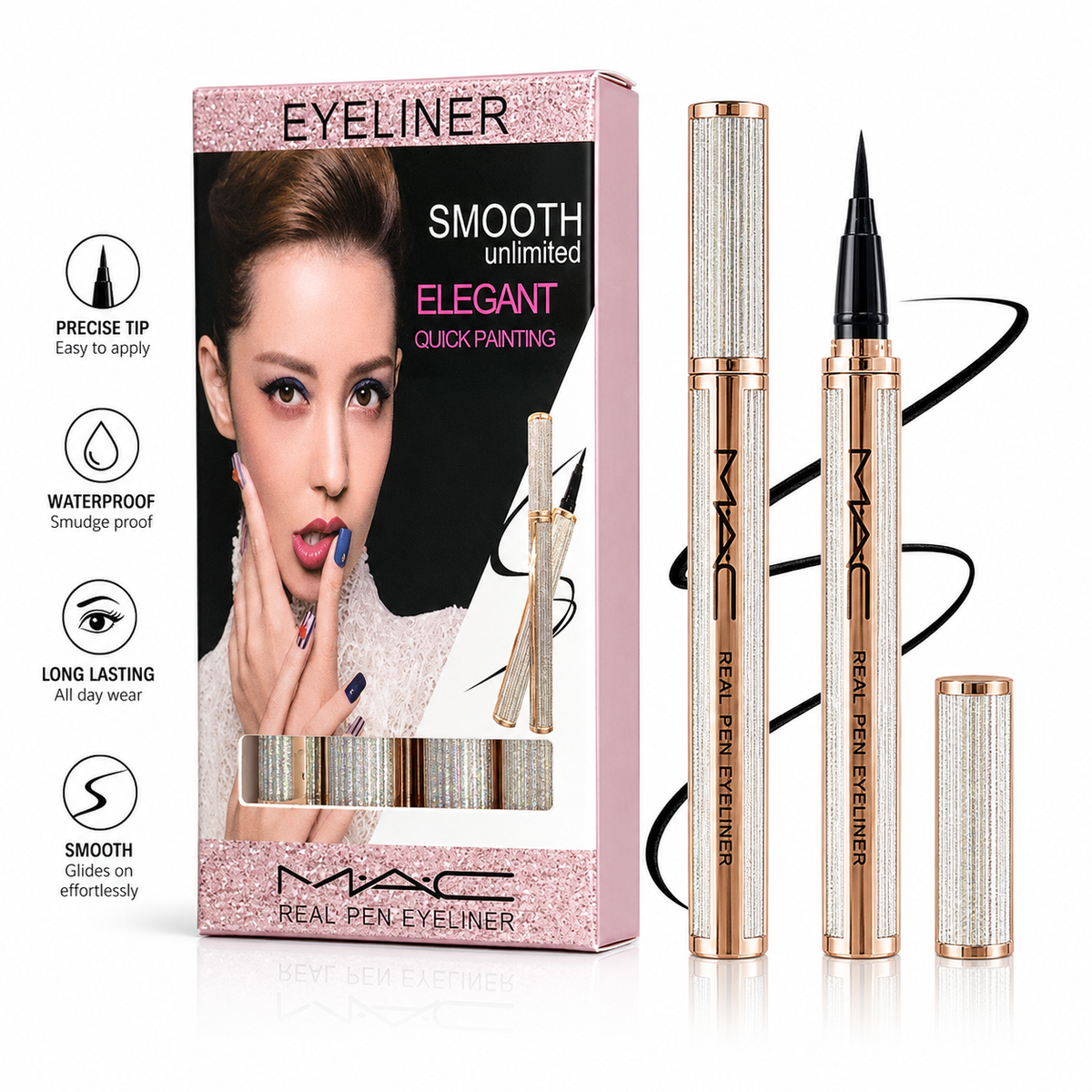 MAC Real Pen Eyeliner – Waterproof Long Lasting Liquid Eyeliner (Black)
