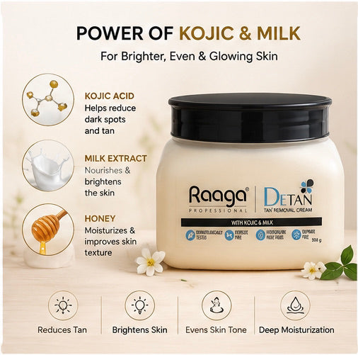 Raaga Professional DeTan Tan Removal Cream with Kojic & Milk – 500g
