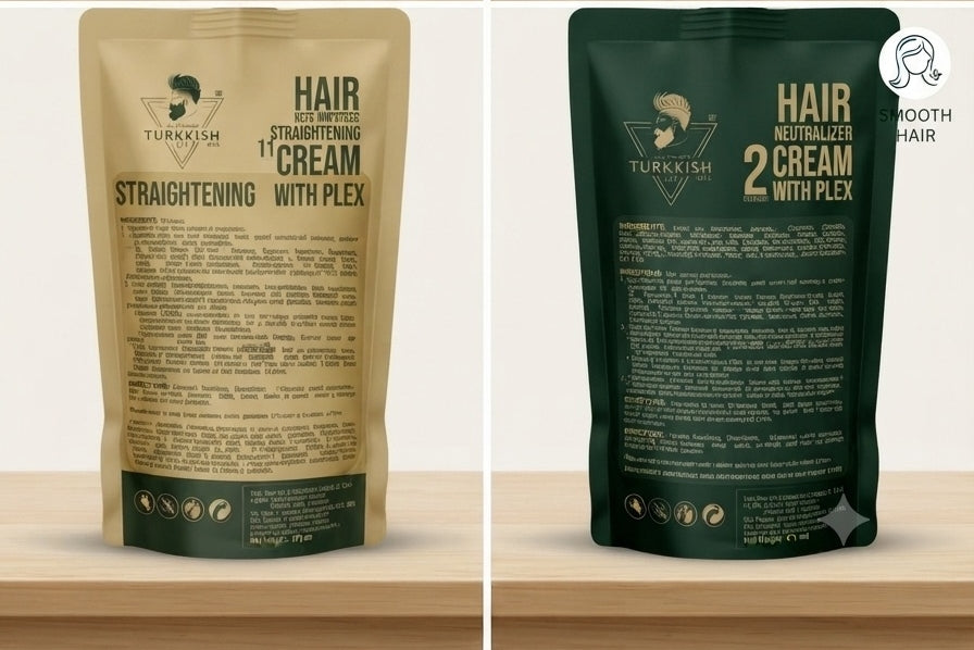 Turkkish Boyz Hair Straightening Cream with Plex Combo (Step 1 + Step 2)